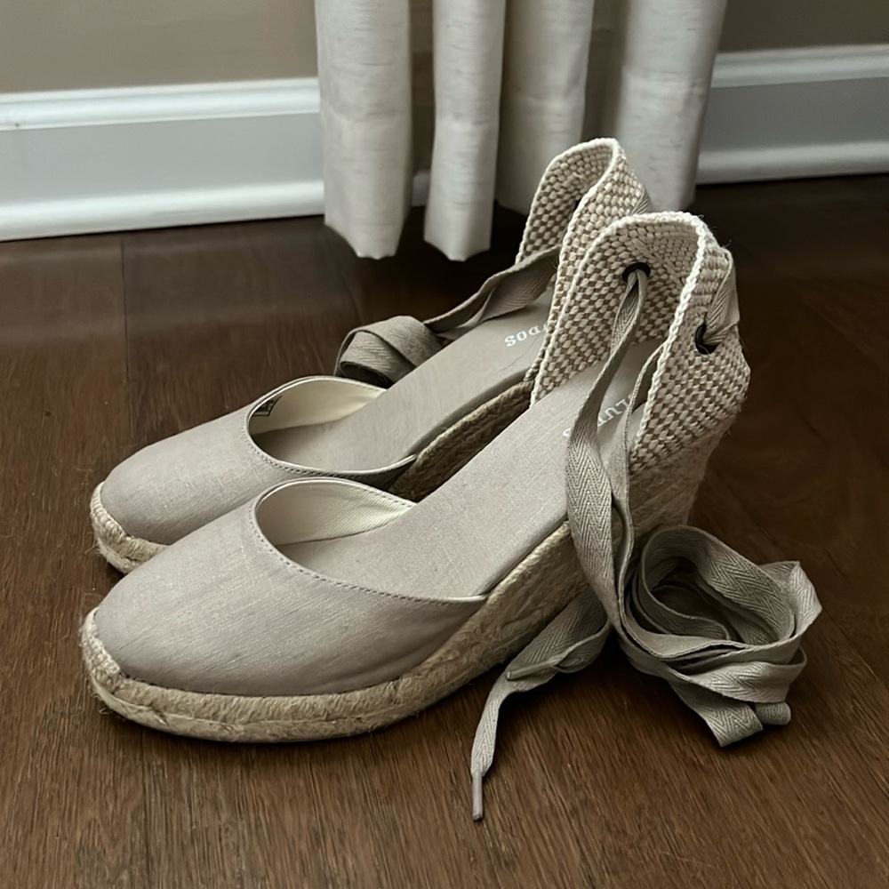 Brand New Soludos Wedge Lace-Up Espadrille Sandals heels 7